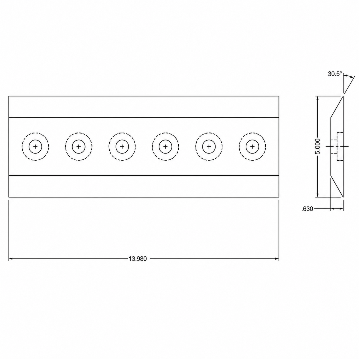 Chipper Blade Fits Vermeer BC2100 - 355.6 x 127 x 15.88 mm
